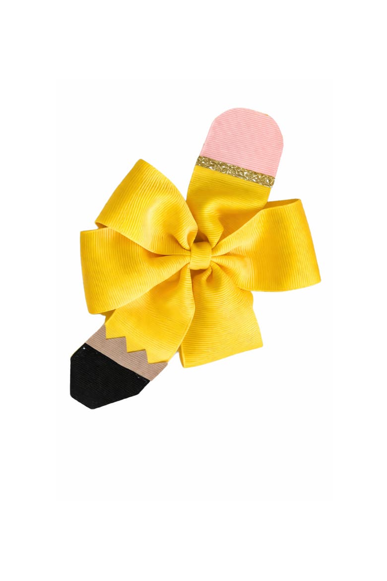 Pencil Back-to-School Hair Bow, Main, color, Yellow