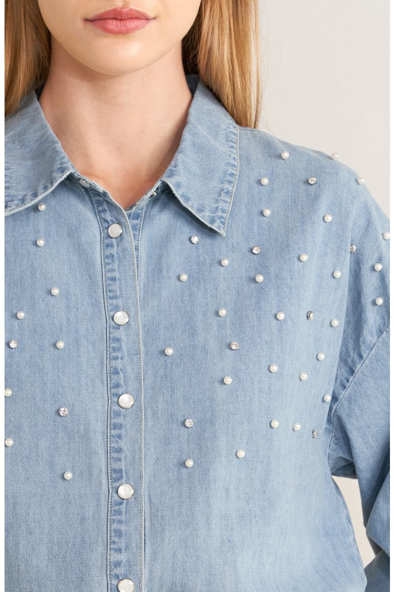 Embellished Chambray Shirt, Alternate, color, LIGHT INDIGO