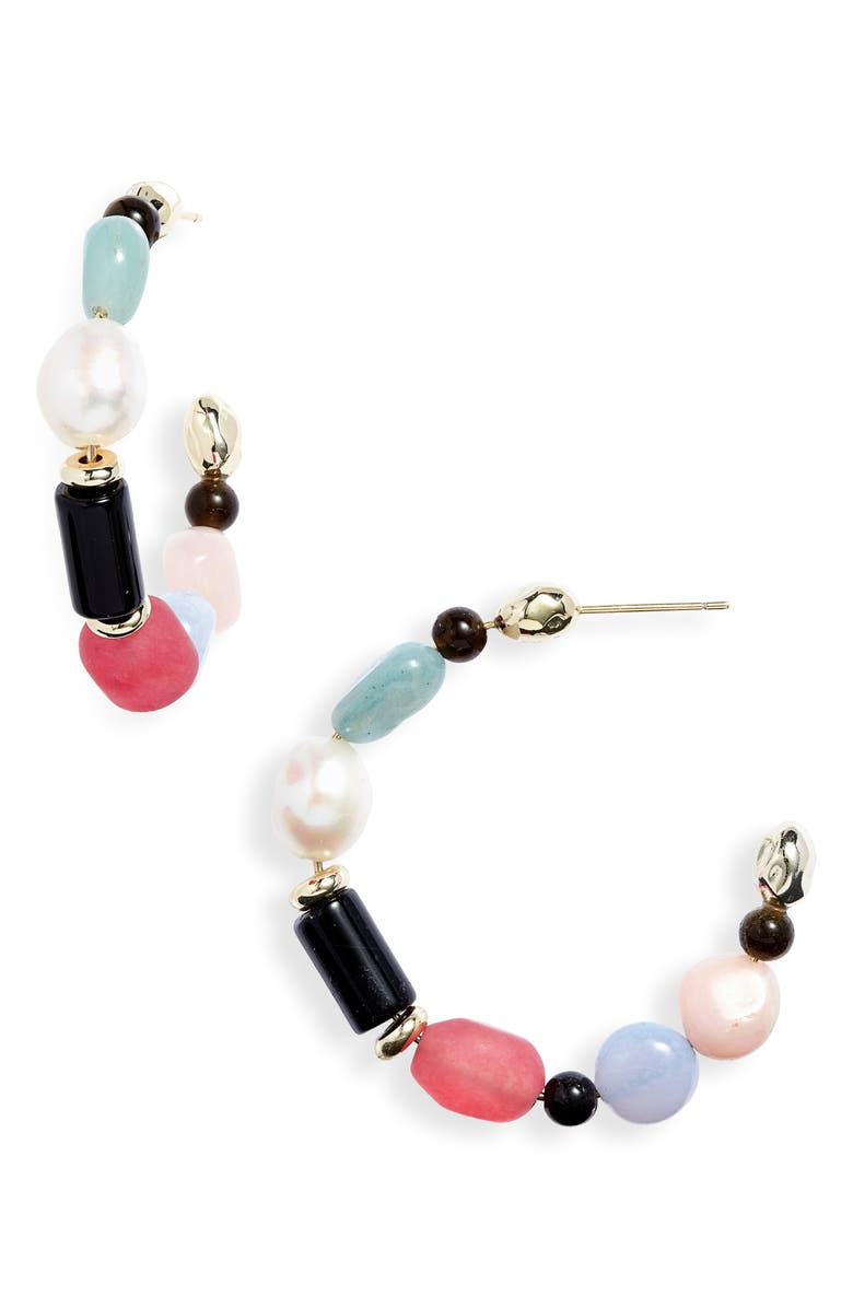 Kendra Scott Willa Beaded Hoop Earrings, Main, color, 