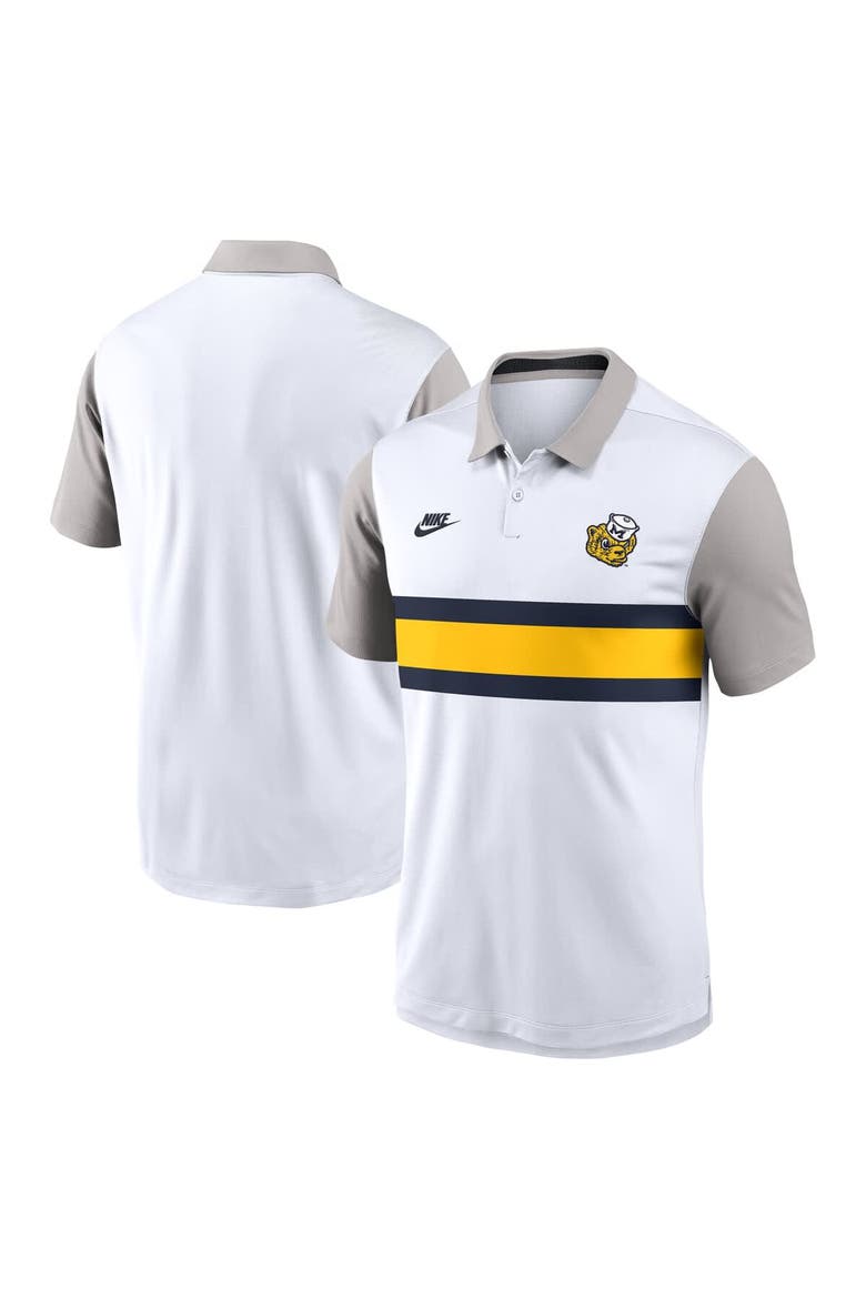 Men's Nike White/Gray Michigan Wolverines Athletic Prep Legacy Logo Vapor Performance Polo, Main, color, White