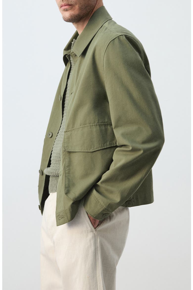 Cotton Blend Jacket, Alternate, color, KHAKI GREEN