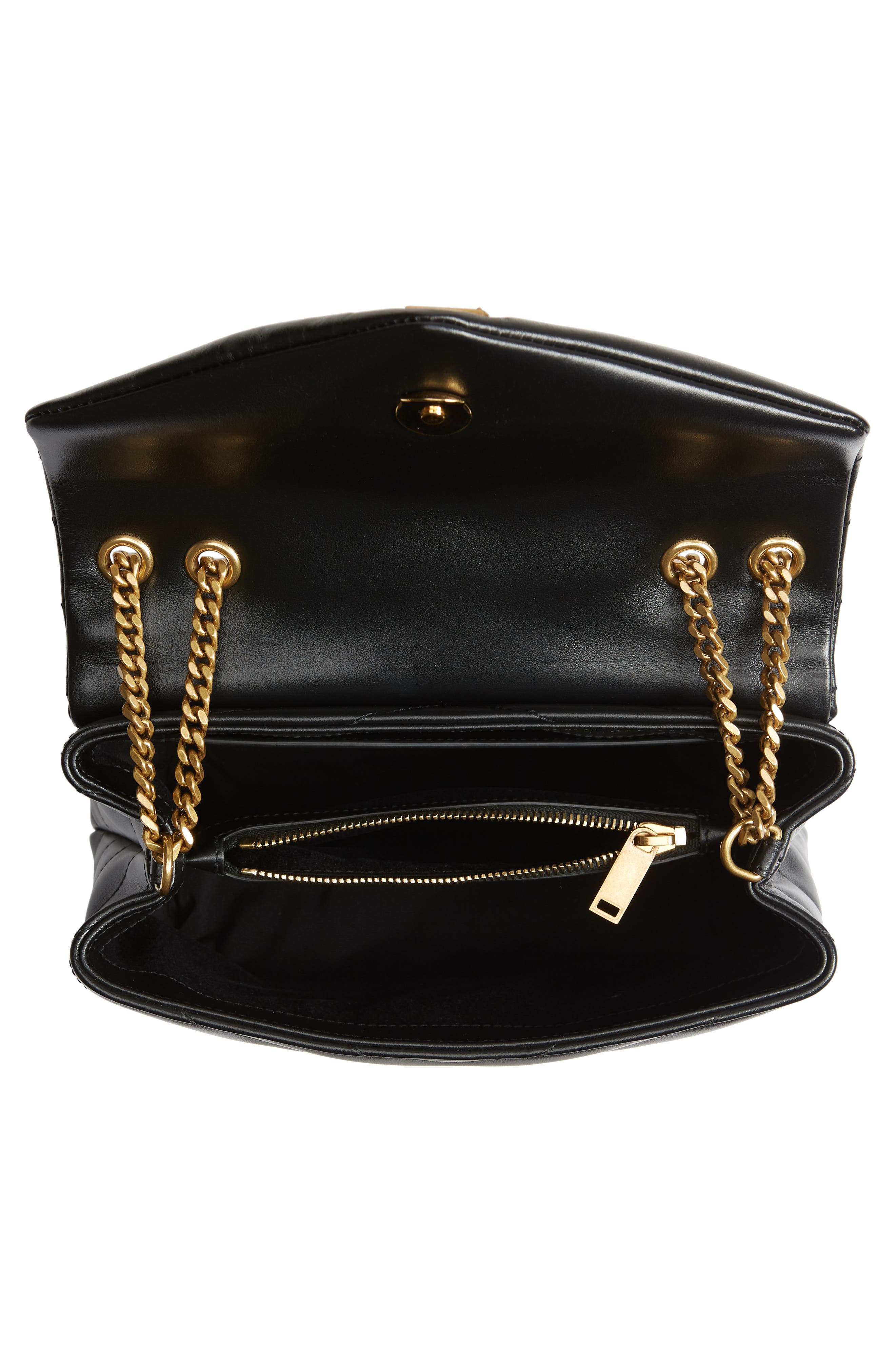 Small Loulou Chain Leather Shoulder Bag, Alternate, color, NOIR