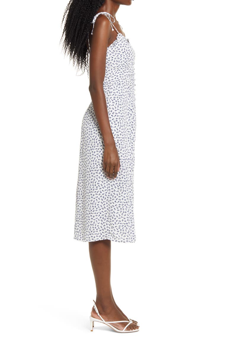 Front Button Midi Dress, Alternate, color, IVORY/ BLUE