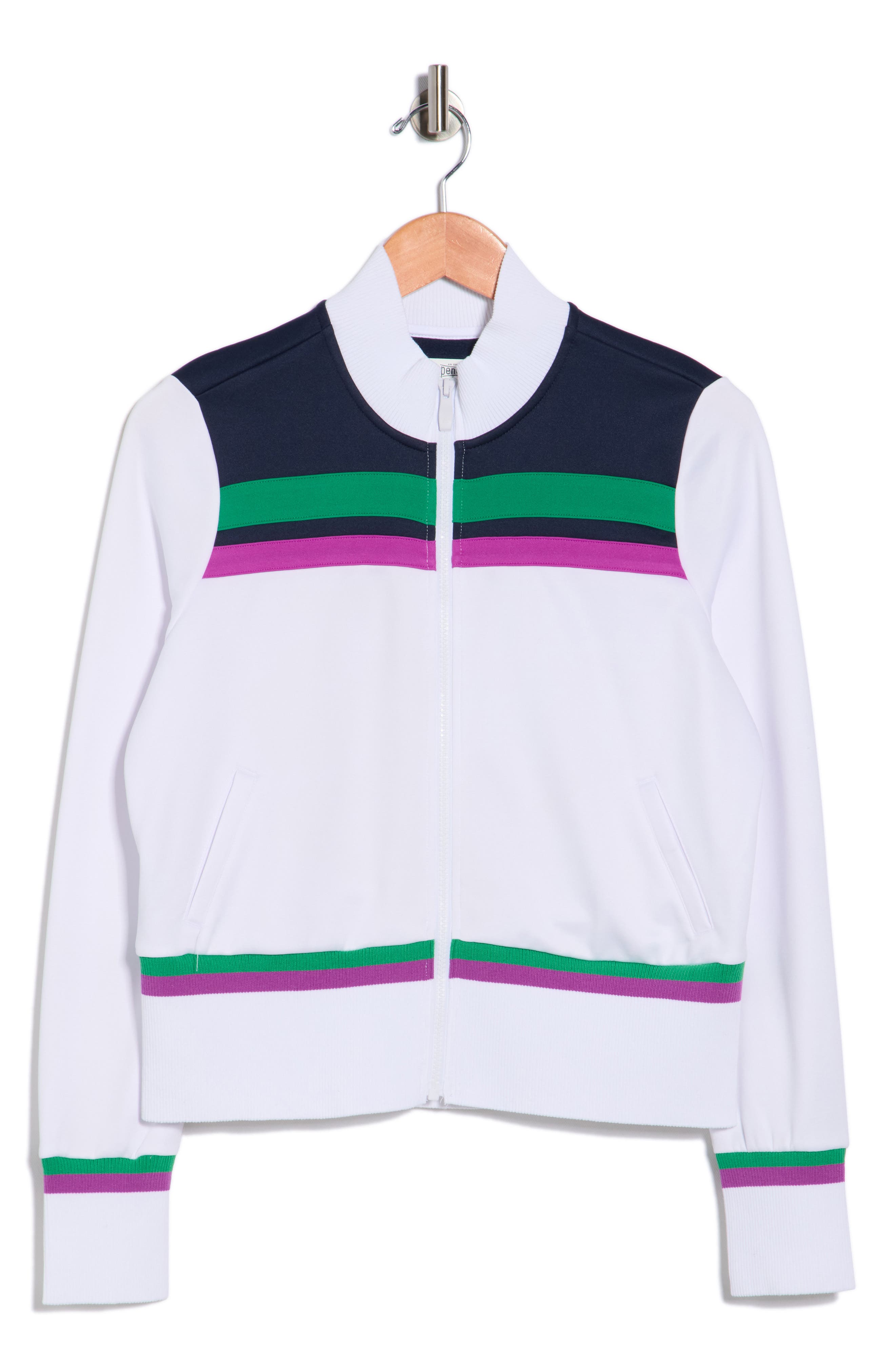 ORIGINAL PENGUIN GOLF Stripe Crop Full Zip Jacket