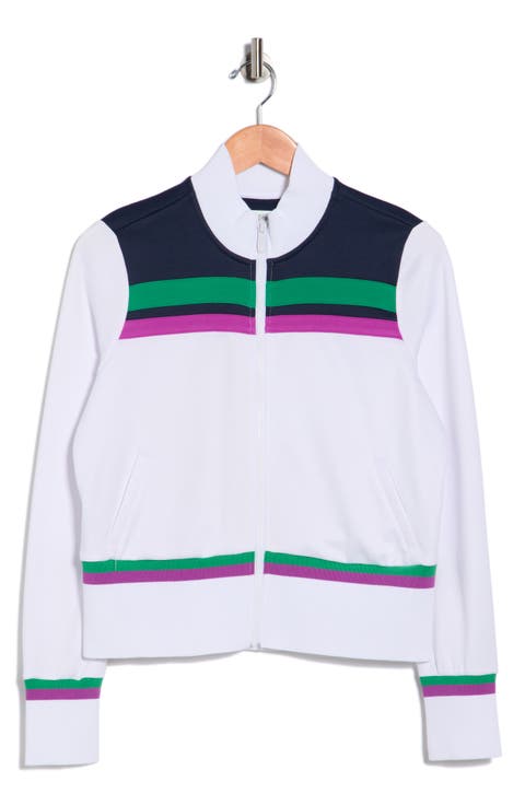Stripe Crop Full Zip Jacket