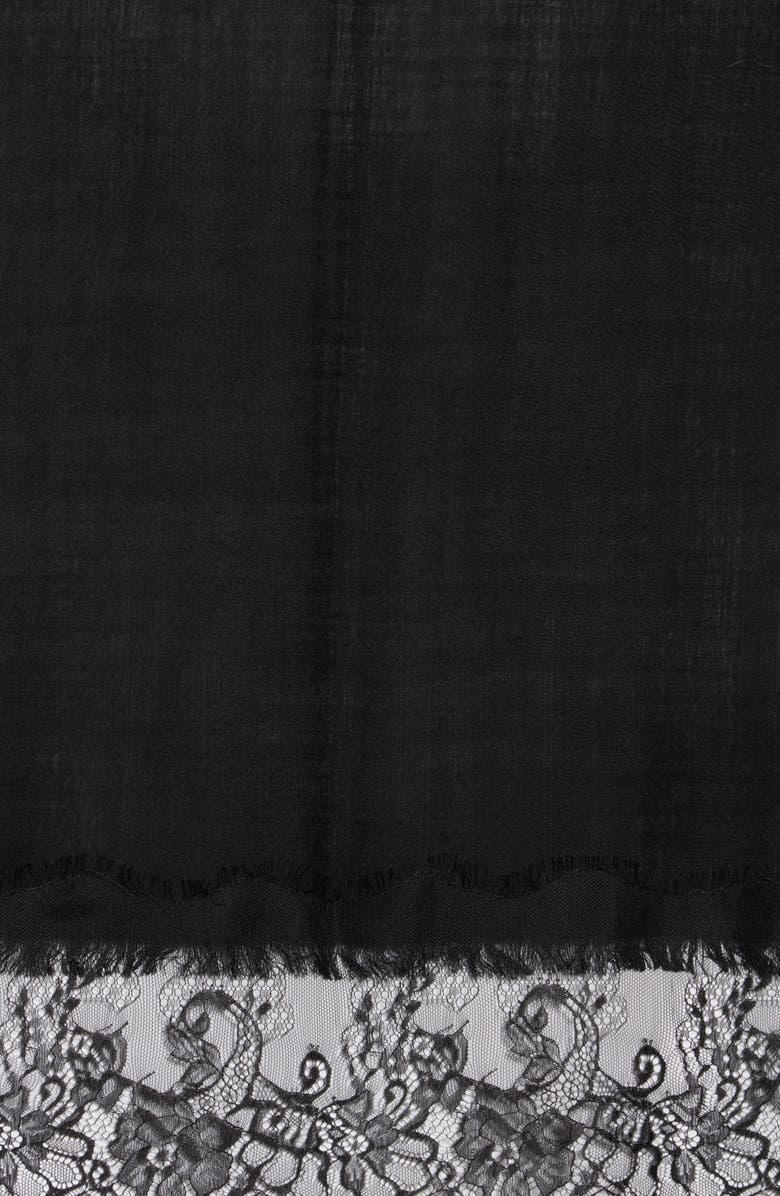 La Fiorentina Wool Silk Blend Lace Scarf, Alternate, color, Black