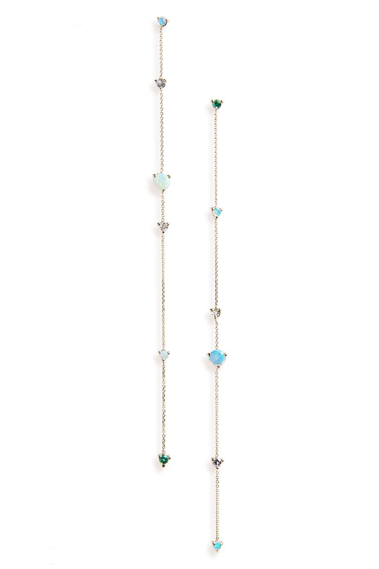 Linear Chain Earrings, Main, color, OPAL/ WHITE DIAMOND