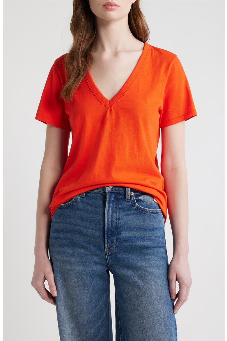 The Slub V-Neck T-Shirt, Main, color, BT RED