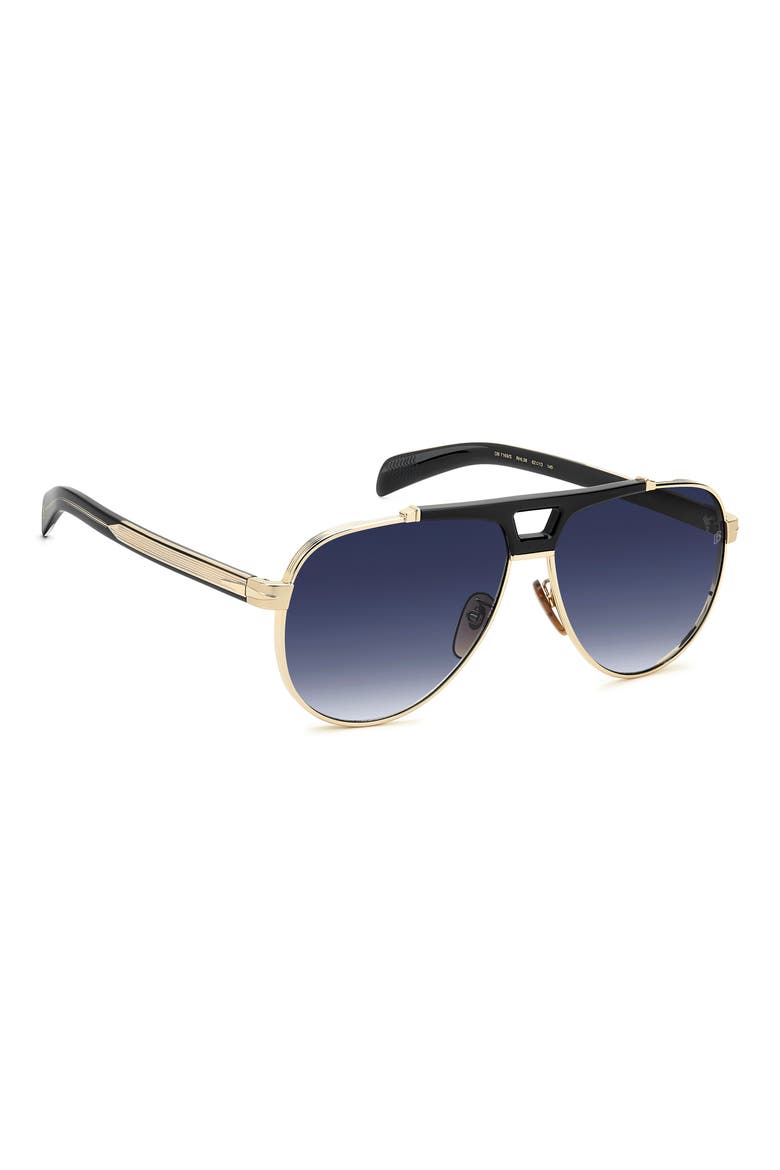 DB 7169/S 62mm Oversize Aviator Sunglasses, Alternate, color, GOLD BLACK/ BLUE SF