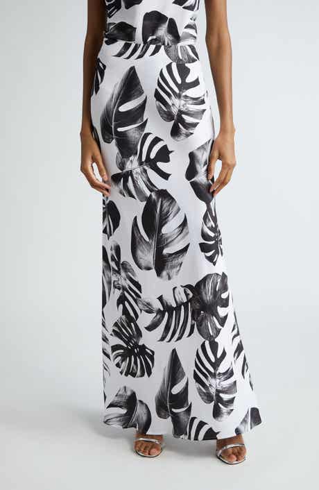 L'AGENCE Zeta Palm Satin Maxi Skirt