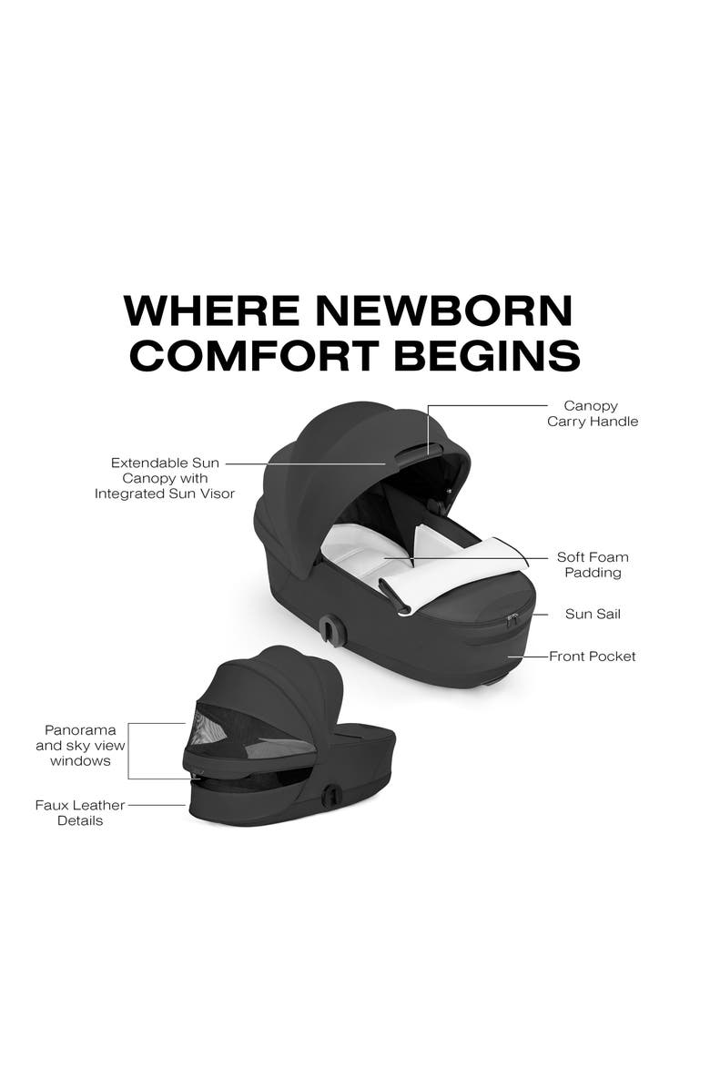 CYBEX Fold Lux Carry Cot for the Mios/Coya Strollers – Style Collection, Alternate, color, Sepia Black