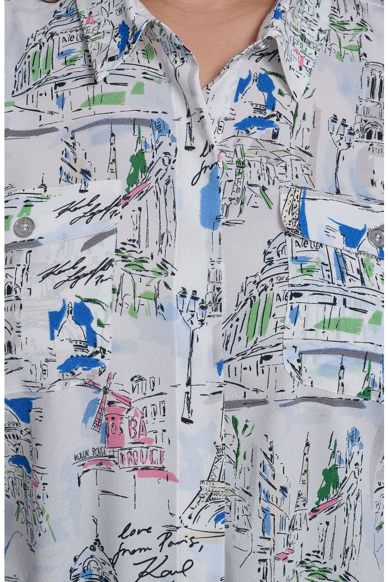 Oversize Printed Button-Up Shirt, Alternate, color, SOFT WHITE MULTI