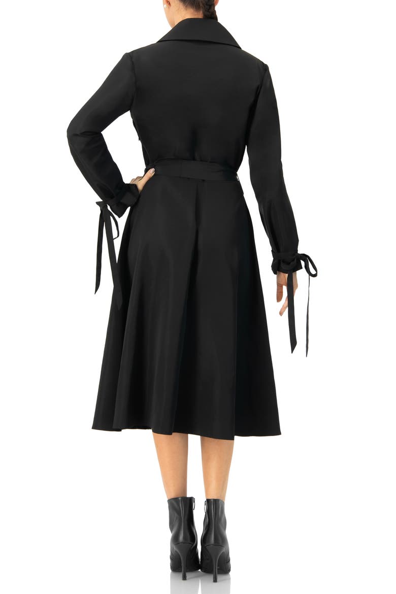 Long Sleeve Wrap Midi Dress, Alternate, color, Black