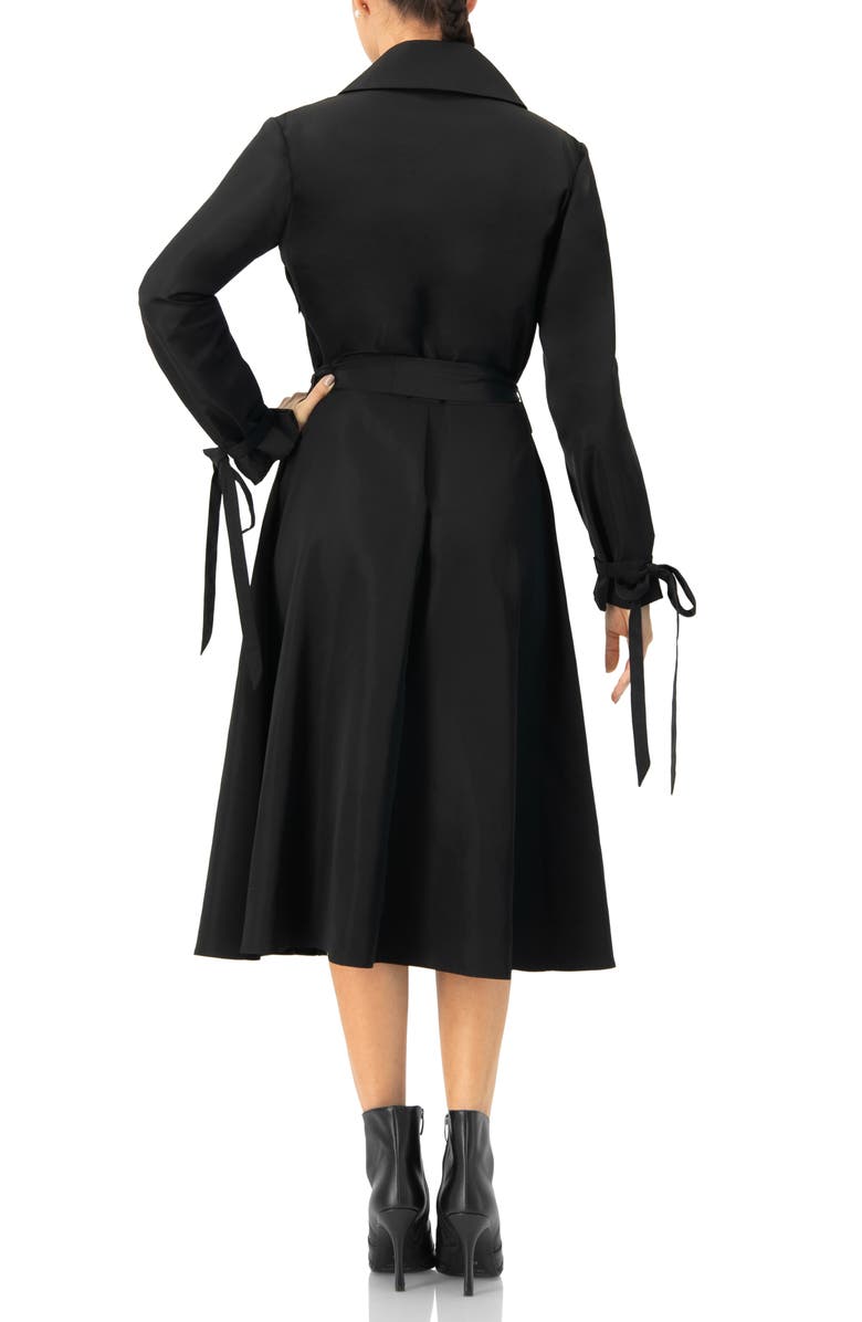 IVONNE Long Sleeve Wrap Midi Dress, Alternate, color, Black
