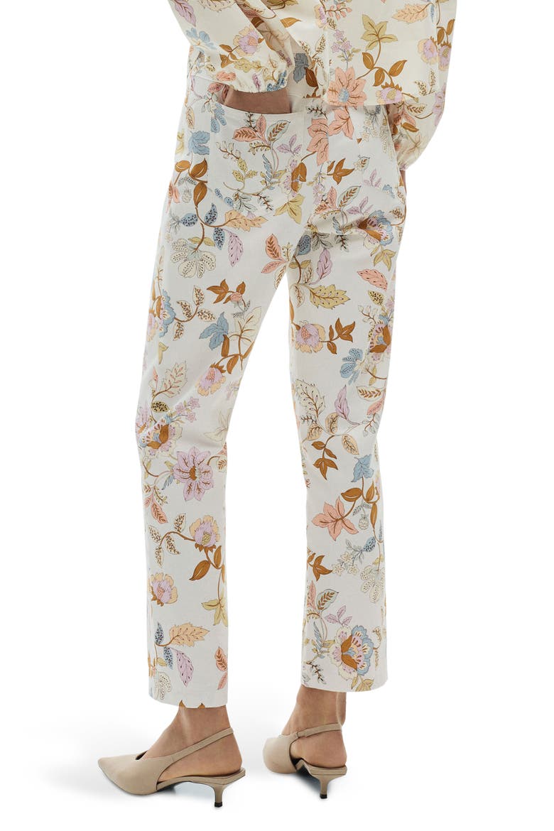 Floral Straight Leg Pants, Alternate, color, ECRU