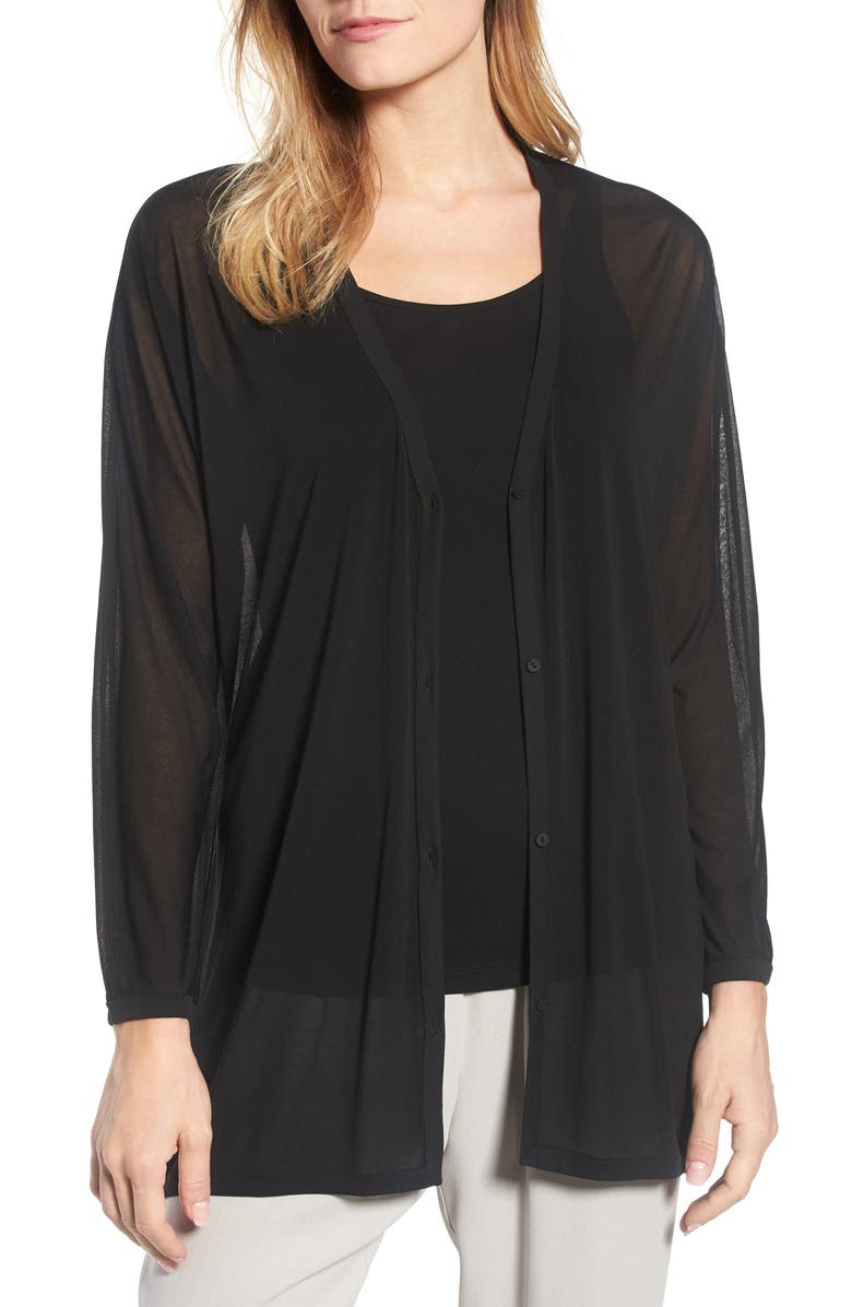Eileen Fisher Sheer Silk Cardigan, Main, color,