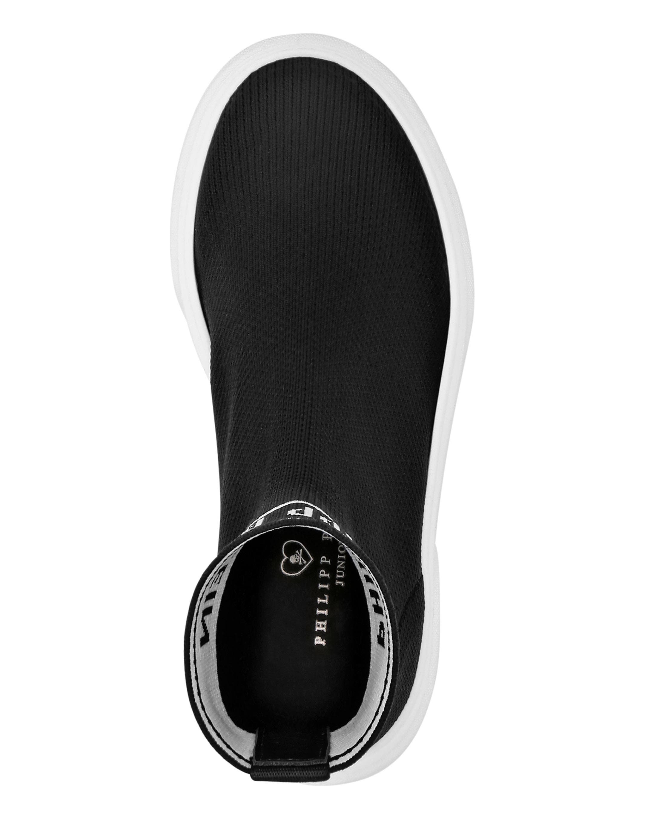 Sock Hi-Top Sneakers Girl, Alternate, color, black/white