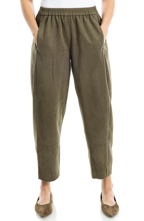 Faux Suede Barrel Pants