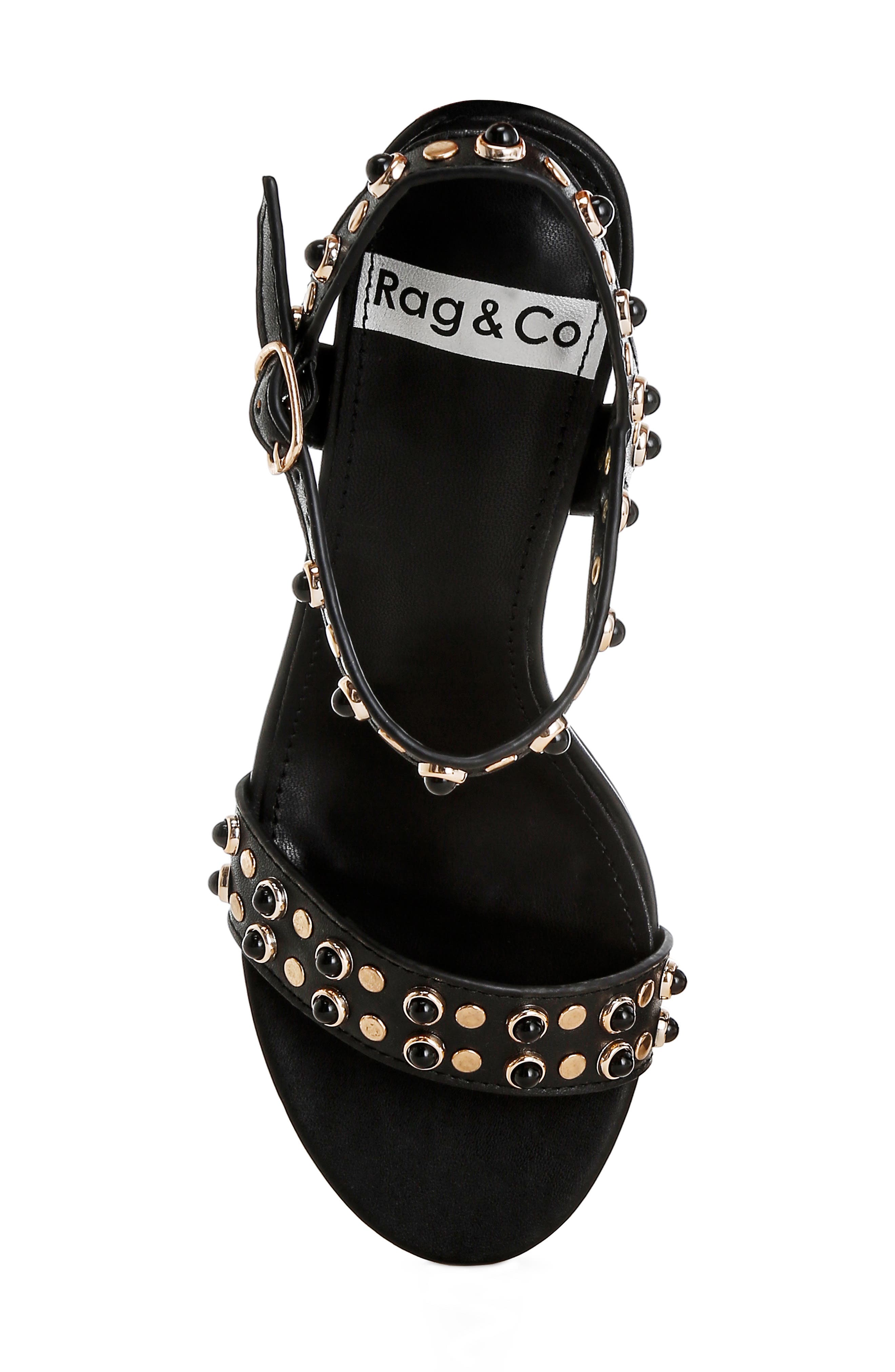 Rag & Co Nidara Studded Sandal, Alternate, color, Black