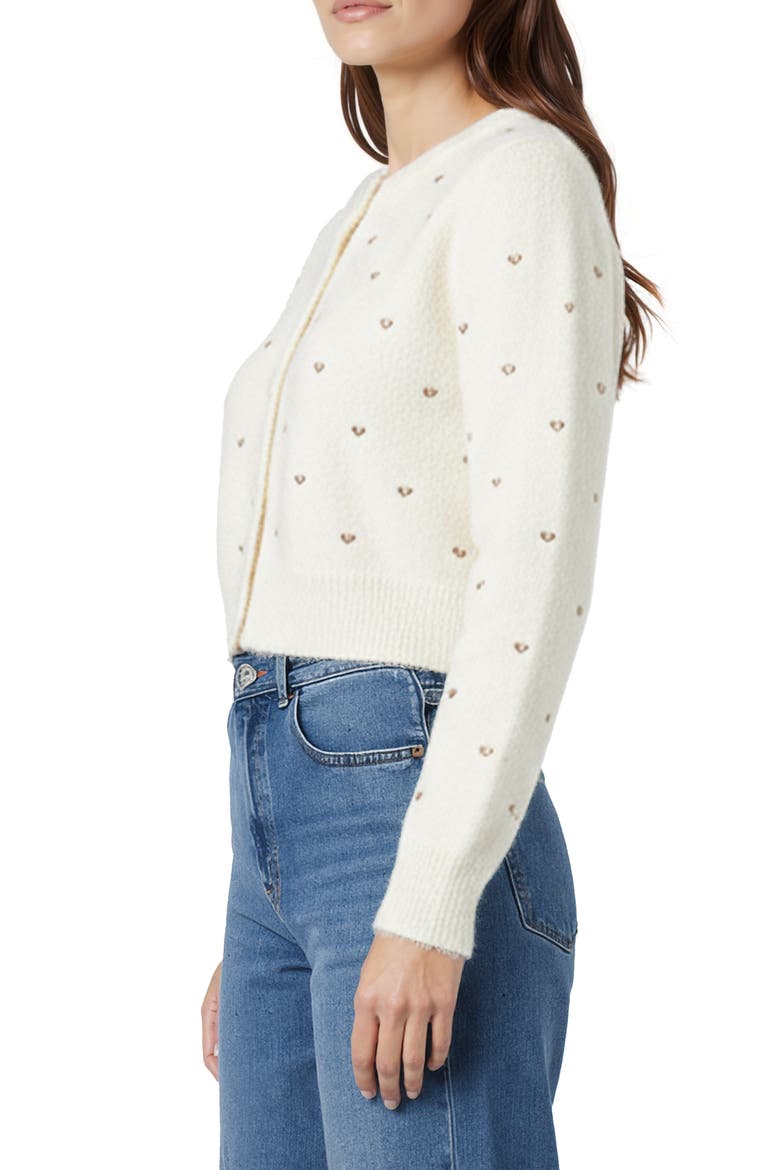 Embroidered Metallic Hearts Cardigan, Alternate, color, CREAM CHAMPAGNE