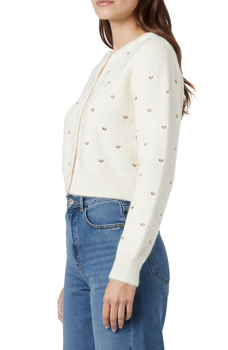 All in Favor Embroidered Metallic Hearts Cardigan, Alternate, color, Cream Champagne