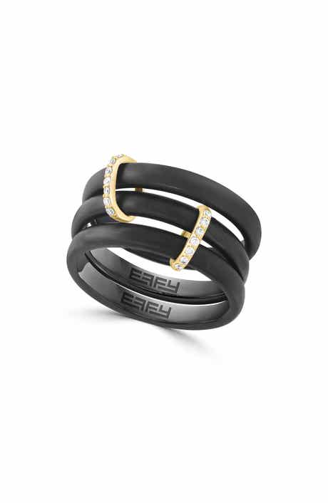 Two-Tone Diamond Stacked Triple Band Ring