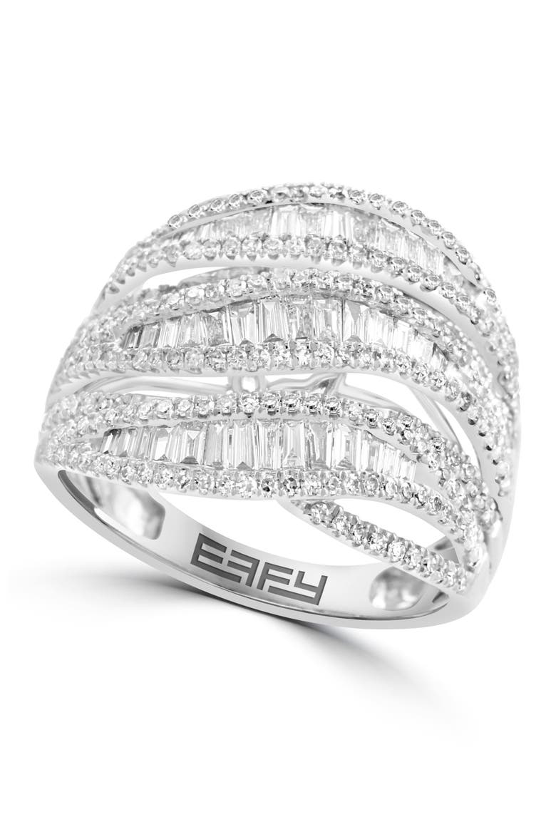 Multi Row Pavé Diamond Ring in White Gold, Main, color, Hematite and FW Blush Pearl