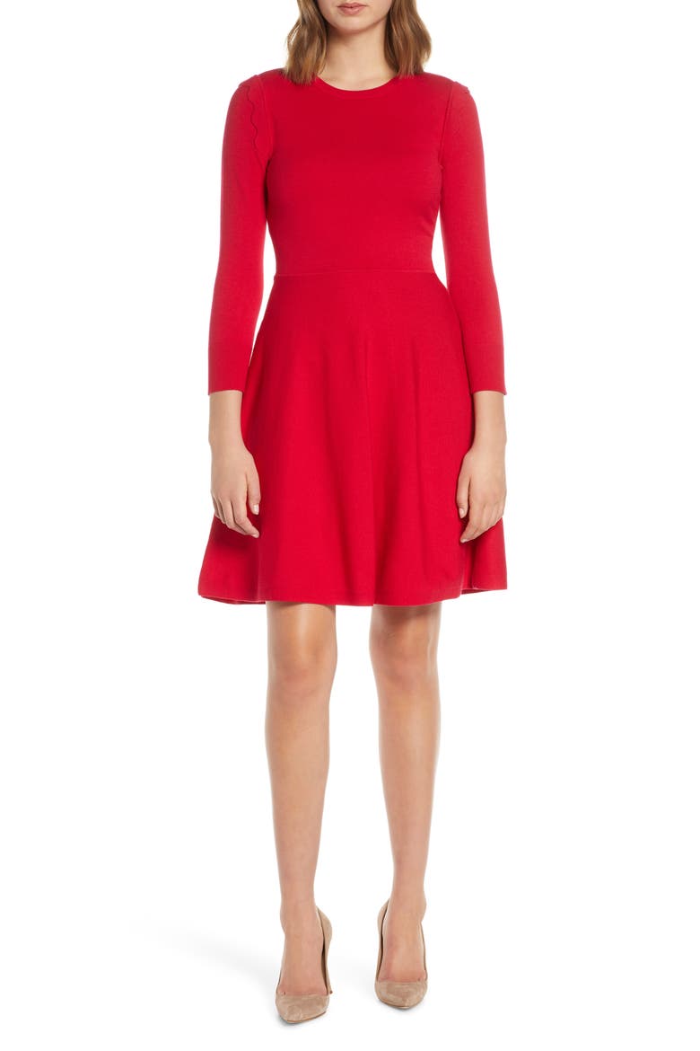 Fit & Flare Sweater Dress, Main, color, PINK