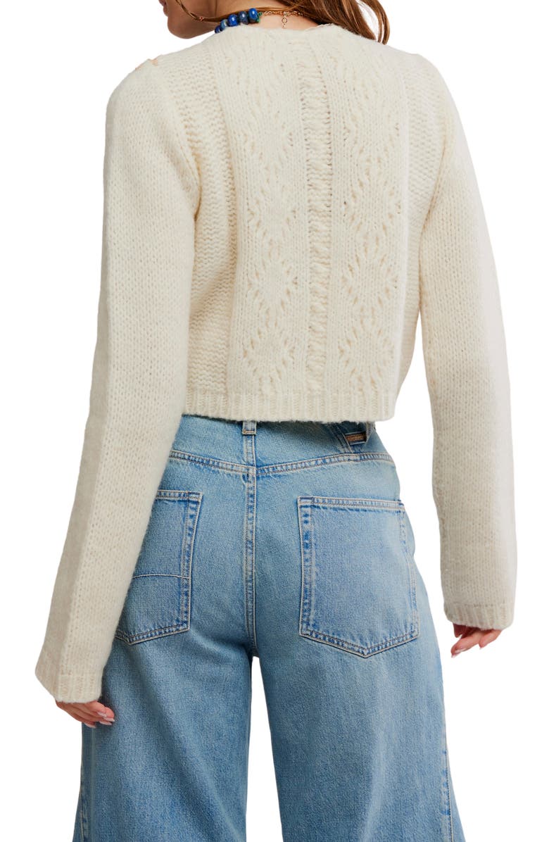 Free People Pixie Beaded Floral Cardigan, Alternate, color, Ivory