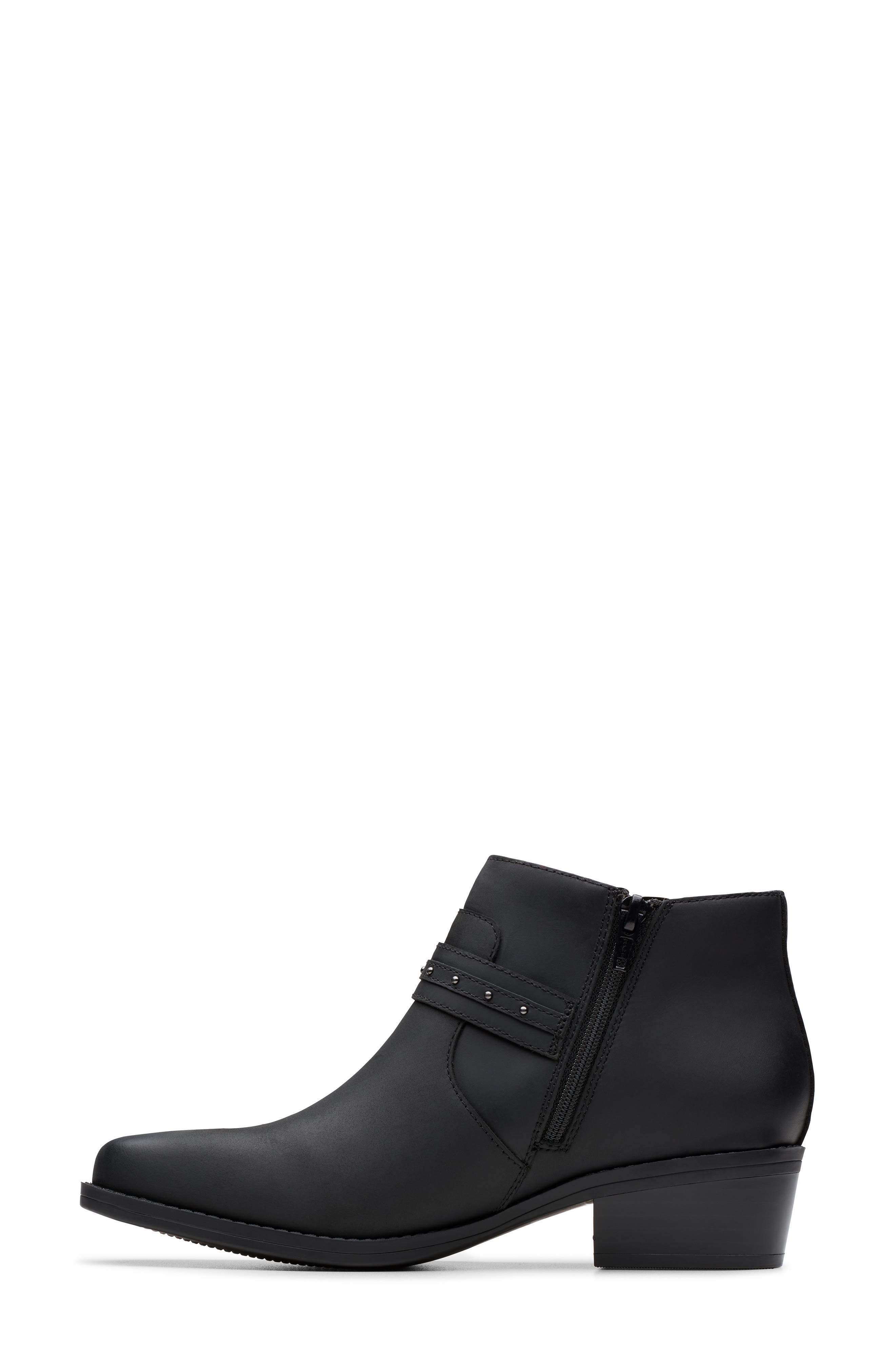 Clarks<sup>®</sup> Danyelle Wish Ankle Bootie - Wide Width Available, Alternate, color, Black Oily Leather
