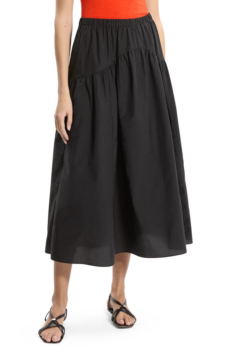 Theory Cotton Blend Midi Skirt, Main, color, Black