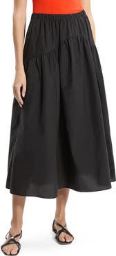 Theory Cotton Blend Midi Skirt