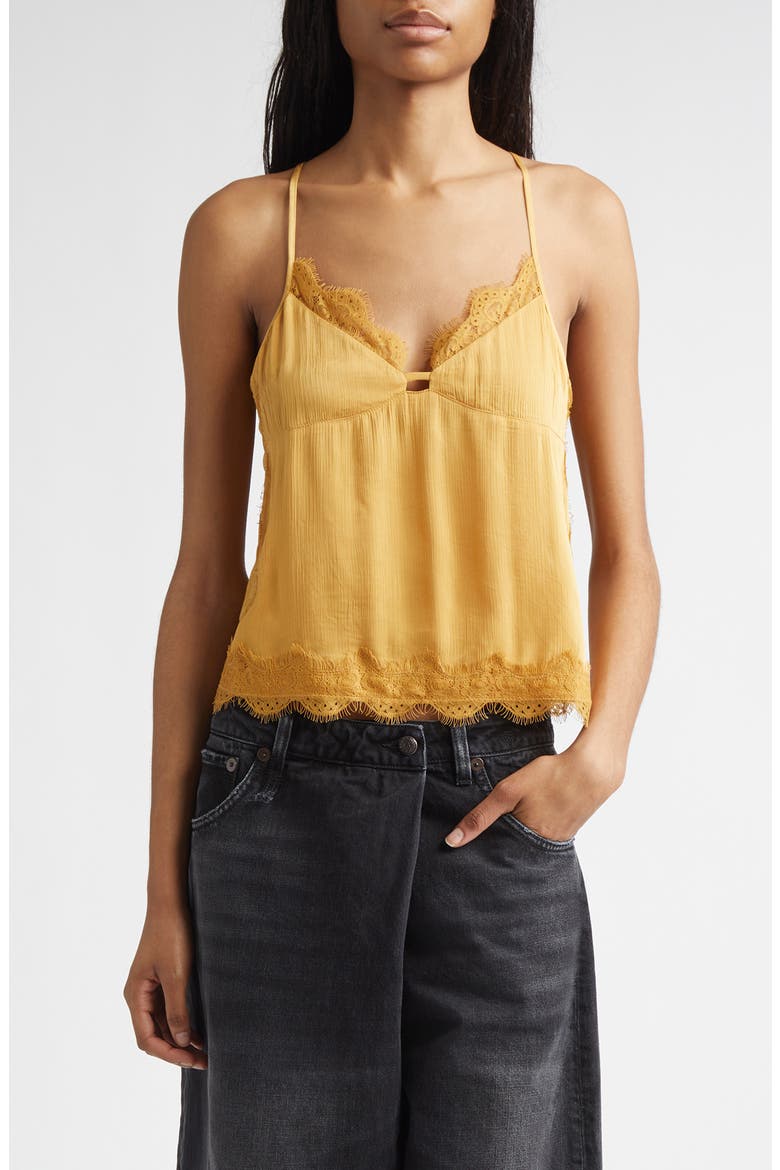 Lace Trim Camisole, Main, color, YELLOW