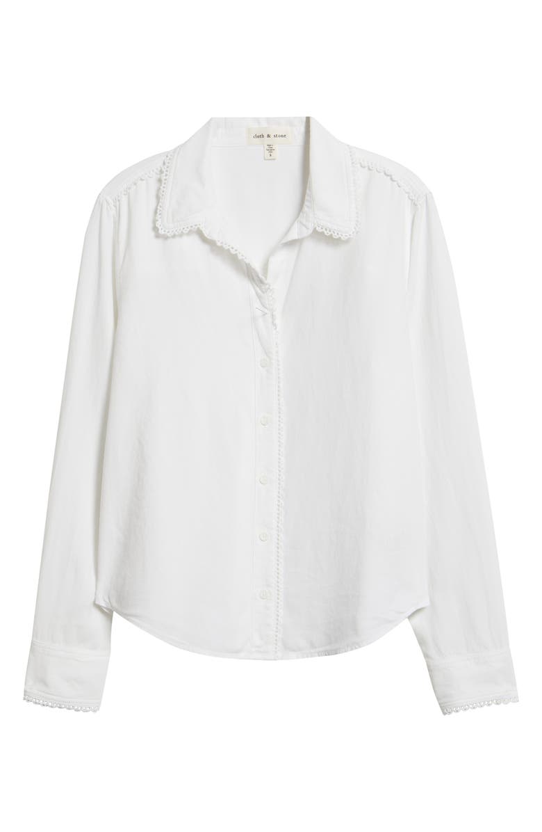 Cloth & Stone Lace Trim Button-Up Shirt, Alternate, color, White