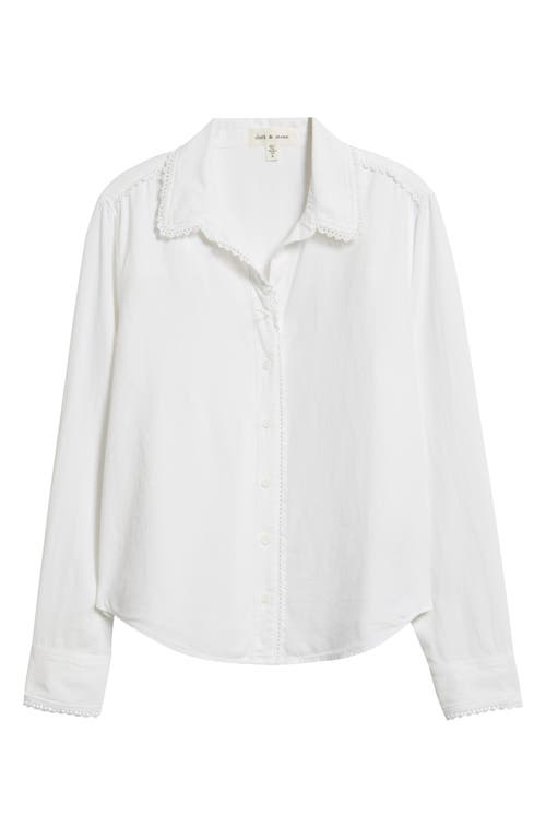 Cloth & Stone Lace Trim Button-up Shirt In White