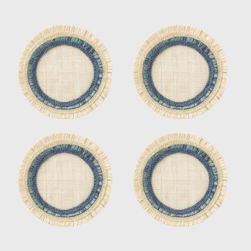Joanna Buchanan Ruffle Edge Straw Coasters In Blue