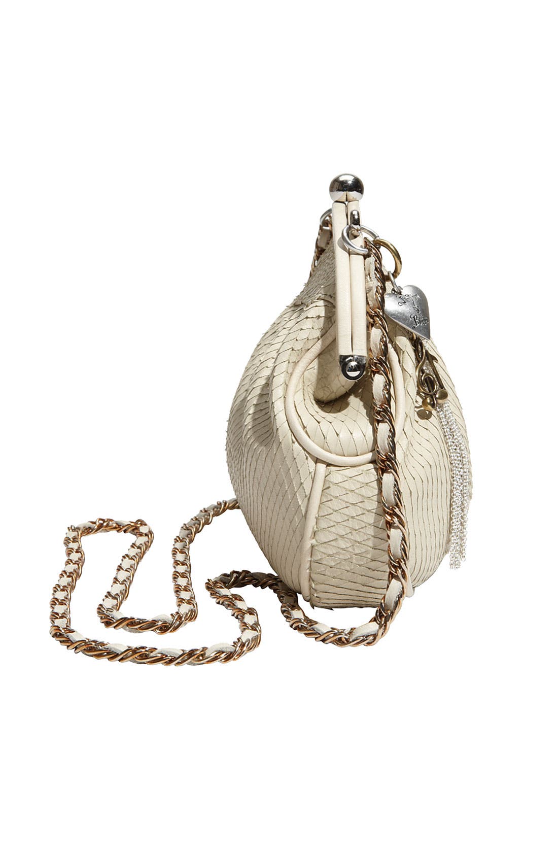 Rhythm & Rhyme 'Medium' Charm Embellished Frame Crossbody Bag, Alternate, color, BEIGE CUT PYTHON