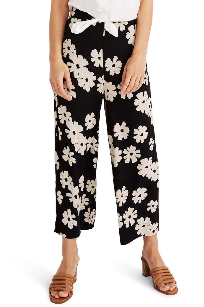Huston Ikat Floral Pull-On Crop Pants, Main, color, IKAT FLORAL TRUE BLACK