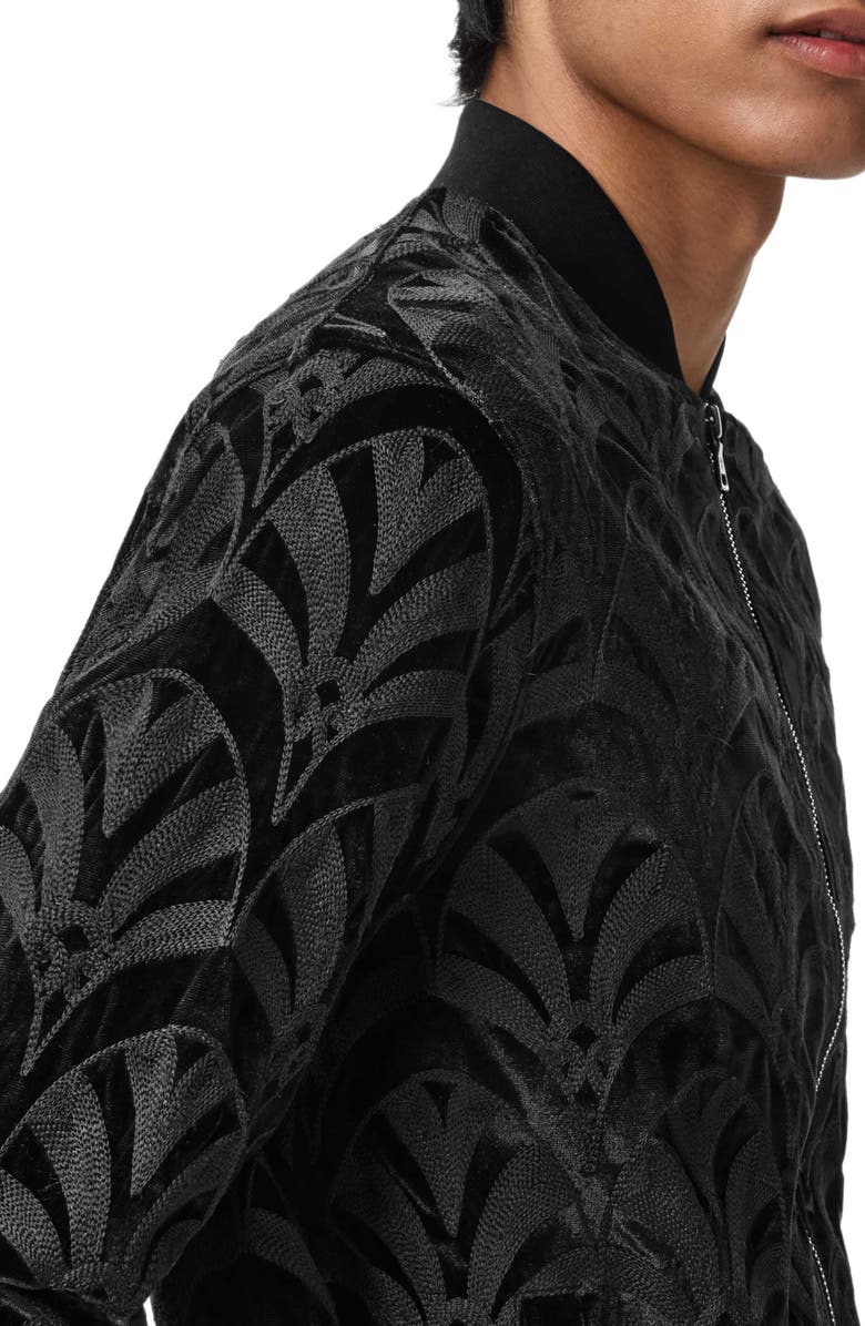 John Varvatos Norfolk Embroidered Bomber Jacket, Alternate, color, Black