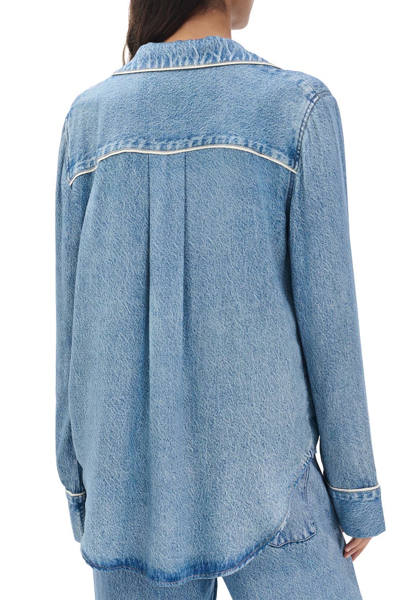 rb Miramar Slink Lounge Trompe L'Oeil Faux Denim Button-Up Shirt, Alternate, color, ZOE