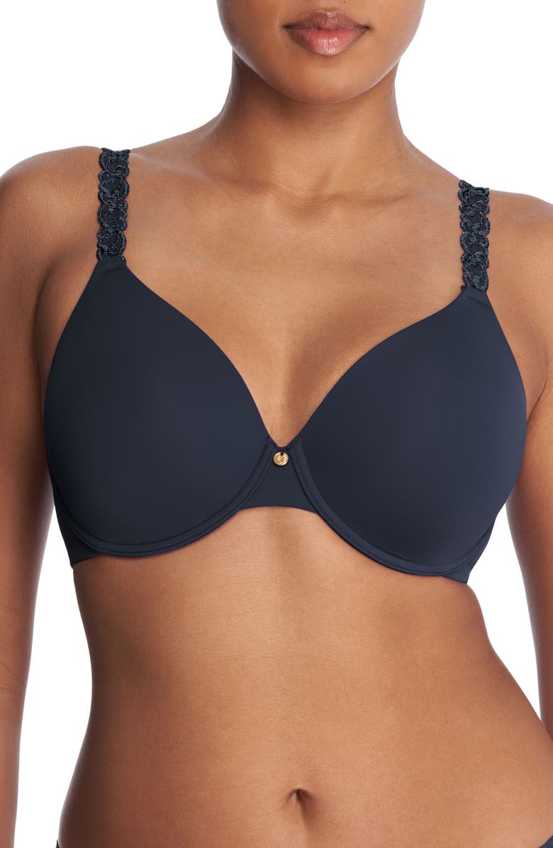 Natori Pure Luxe Underwire T-Shirt Bra, Main, color, Midnight Navy/ Black