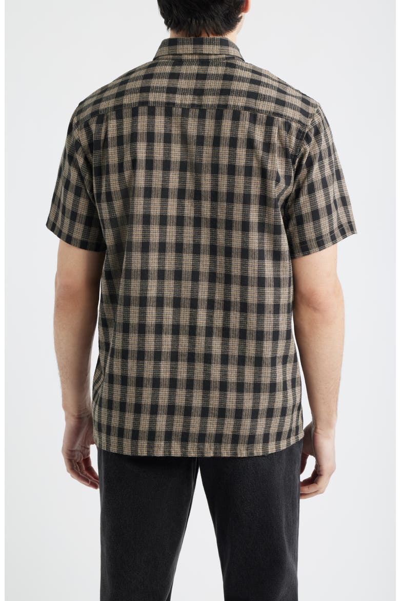 Office Woven Check Short Sleeve Cotton Button-Up Shirt, Alternate, color, BLACK