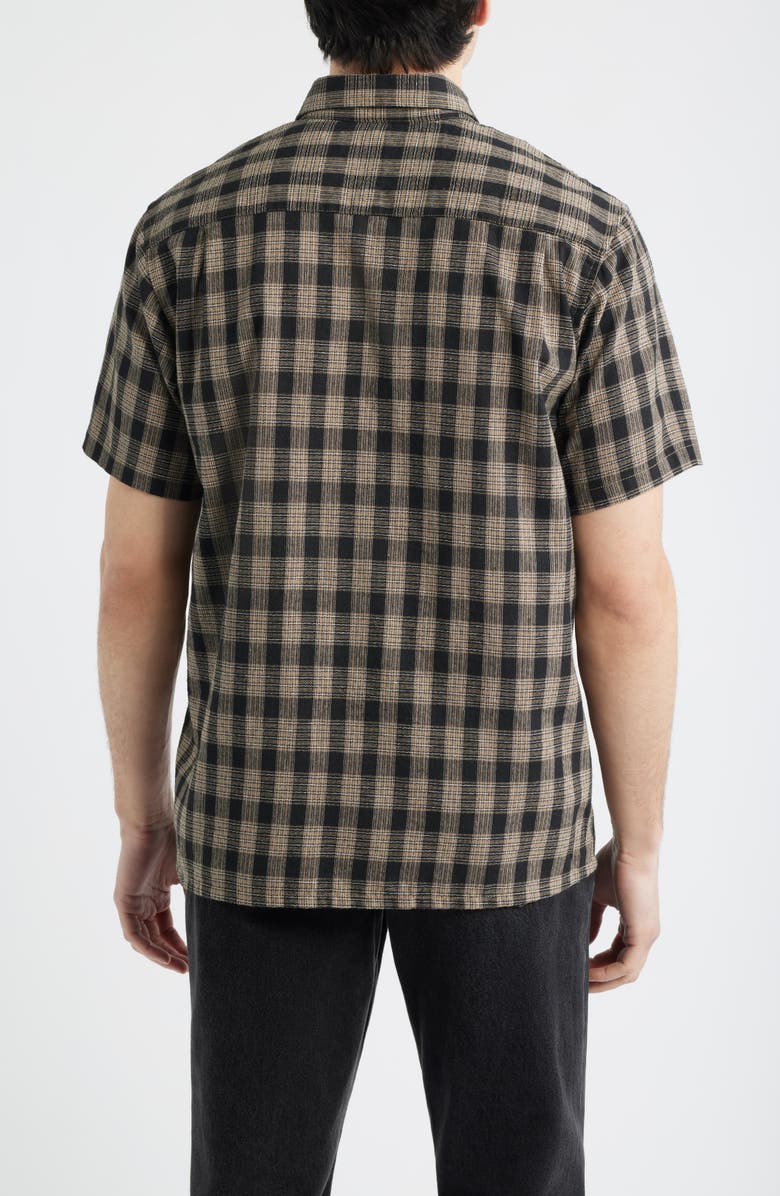 925 Originals Office Woven Check Short Sleeve Cotton Button-Up Shirt, Alternate, color, Black