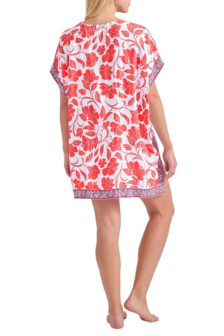 Fiori Border Print Cover-Up Tunic, Alternate, color, WHITE