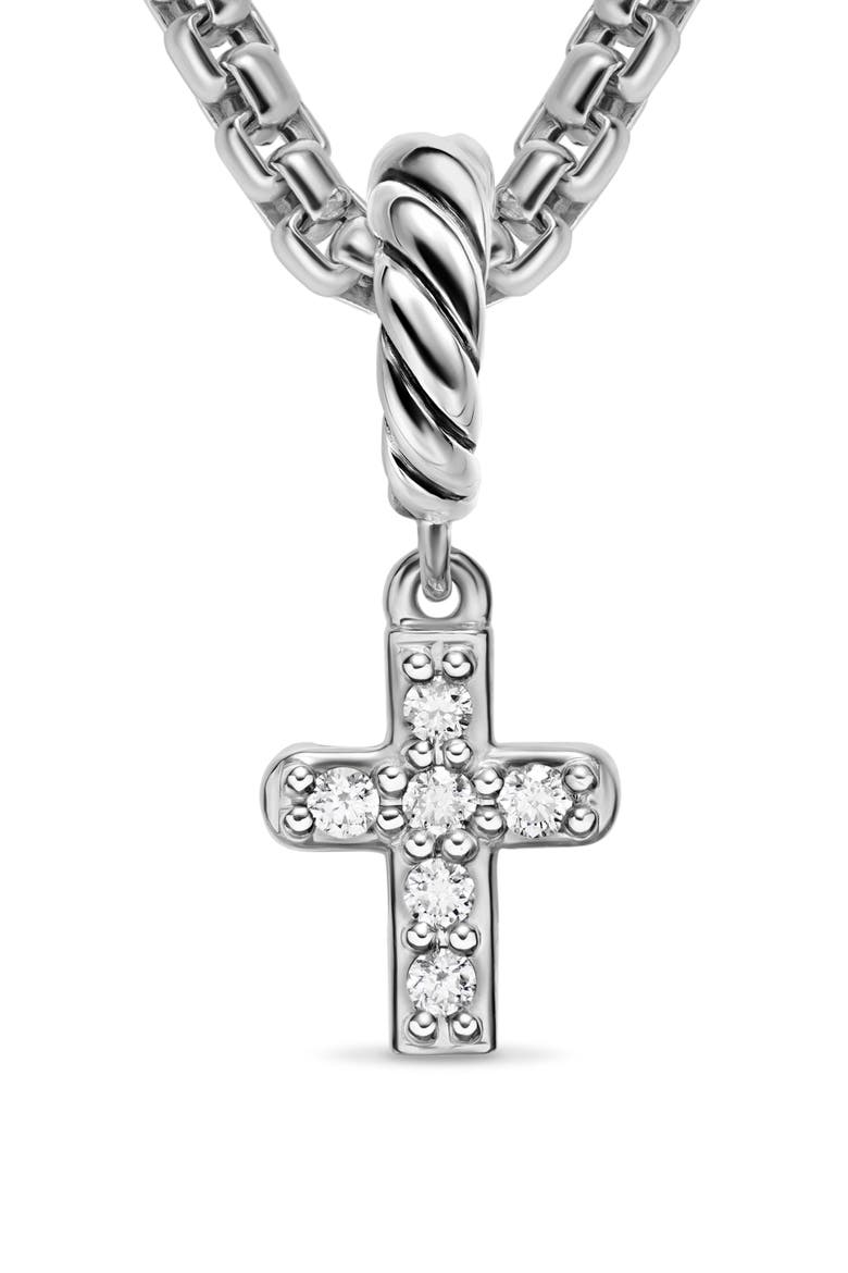 Micro Pavé Cross Enhancer in Sterling Silver with Diamonds, 8mm, Alternate, color, DIAMOND
