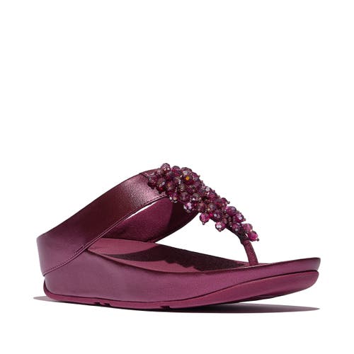 Fitflop Rumba Iridescent Beaded Toe-post Sandals In Burgundy