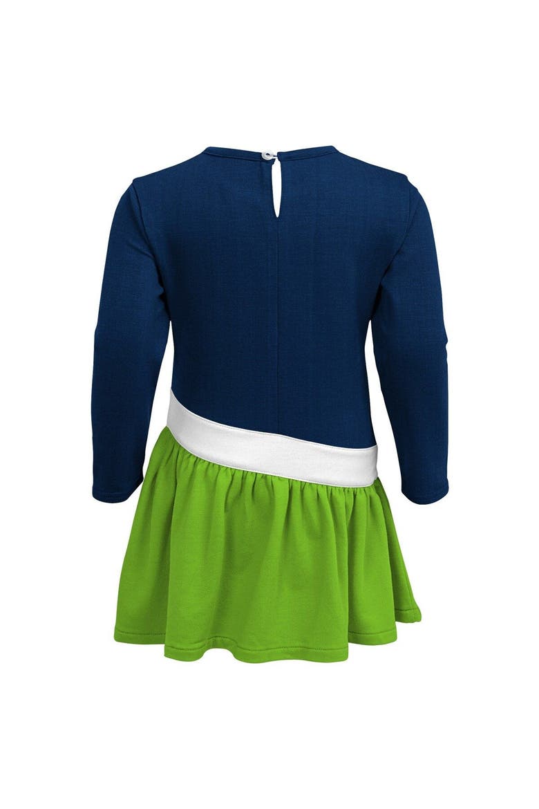 Girls Infant College Navy/Neon Green Seattle Seahawks Heart to Heart Jersey Tri-Blend Dress, Alternate, color, Navy