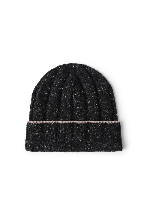 Cashmere rib knit beanie