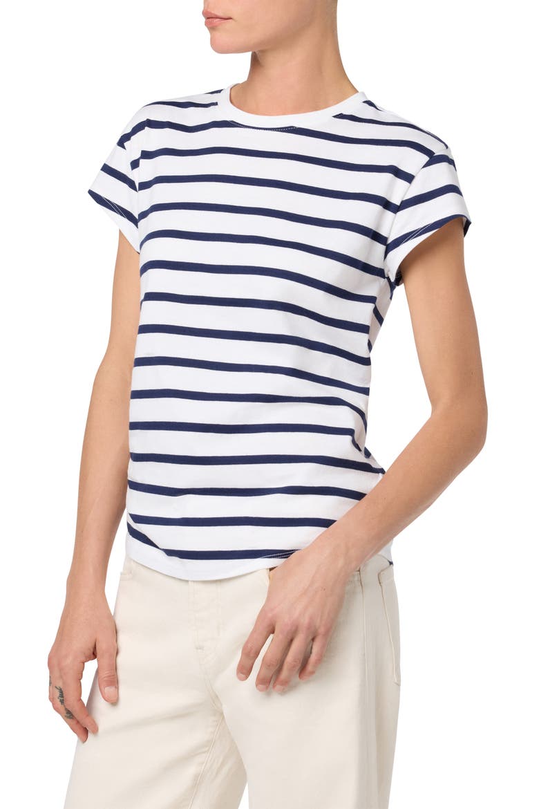 Short Sleeve Ruched T-Shirt, Alternate, color, BLUE/ WHITE STRIPE