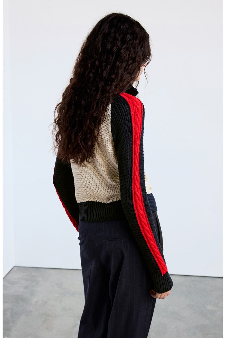 Alexia Braided Knit Zip Jacket, Alternate, color, SAND
